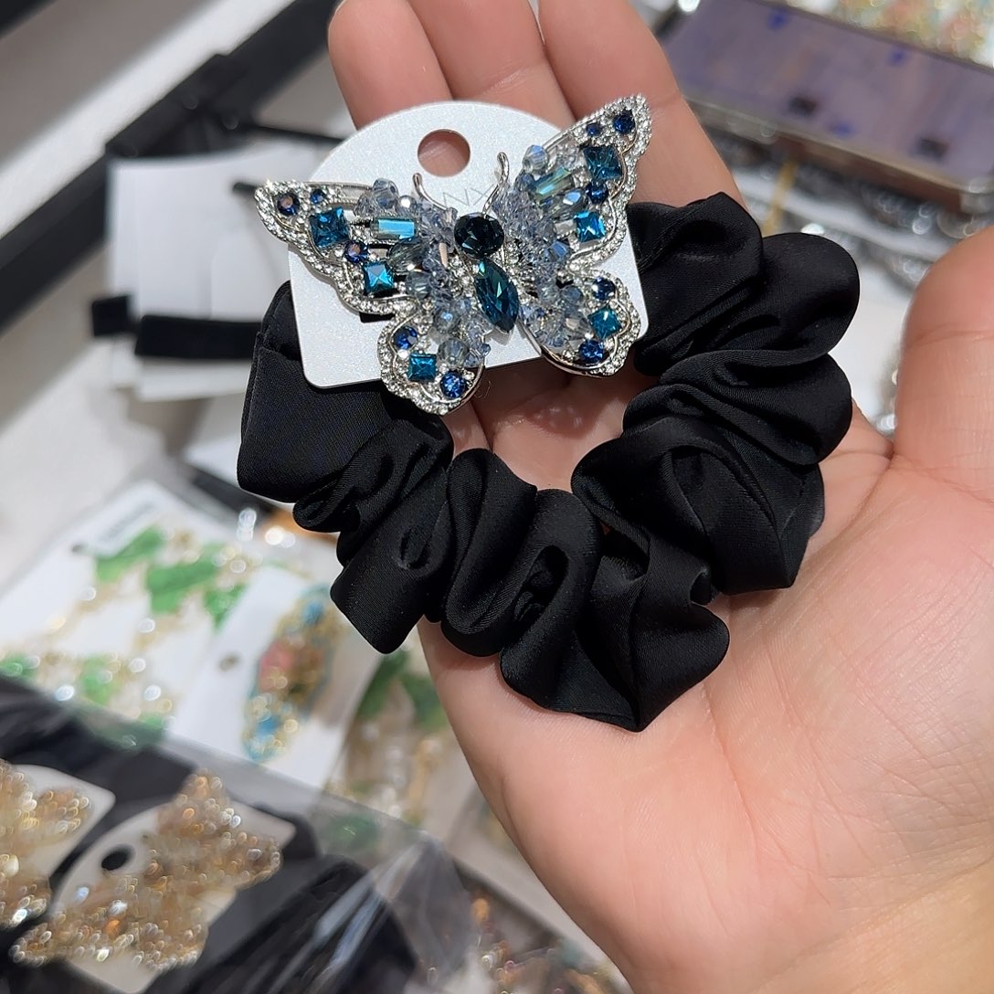 布艺非金属H15蓝色蝴蝶发圈1个