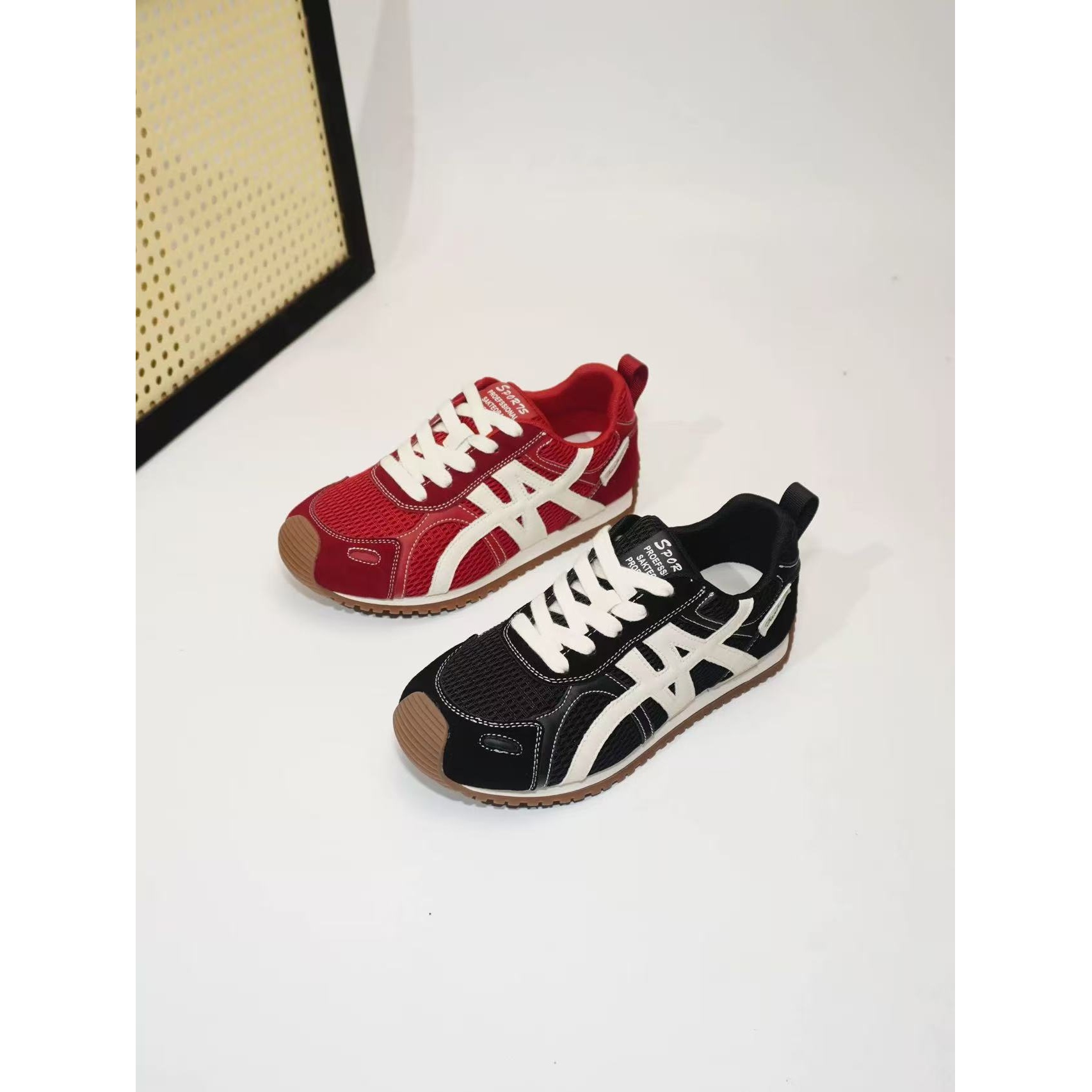 秋季新款百搭透气拼色厚底复古休闲运动德训鞋5567