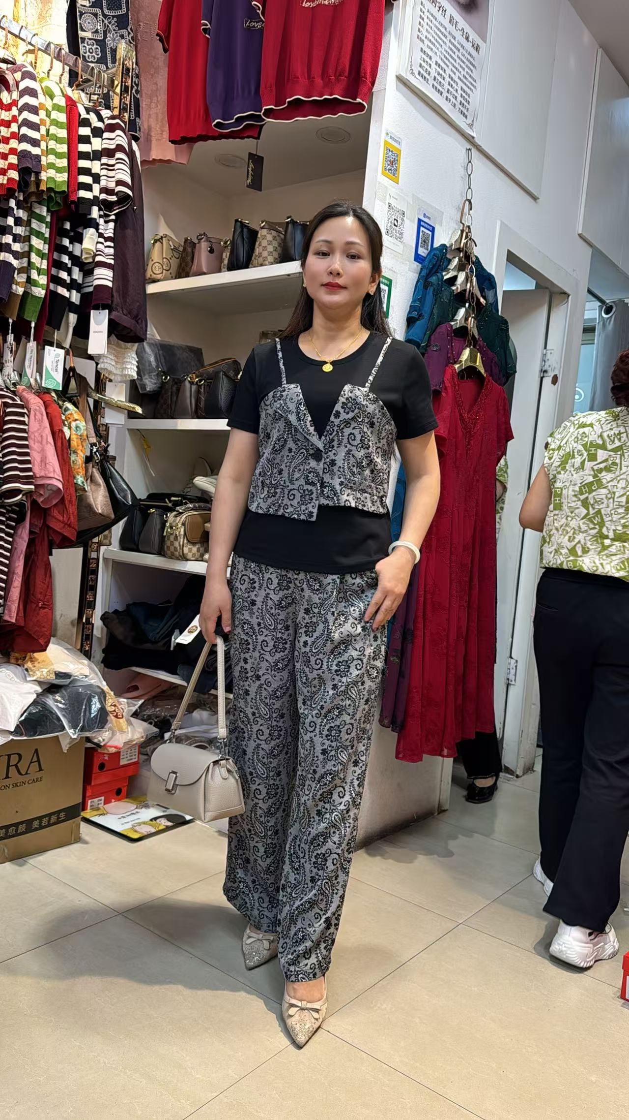 休闲风夏季时尚套装女装印花韩系风气质中国风洋气