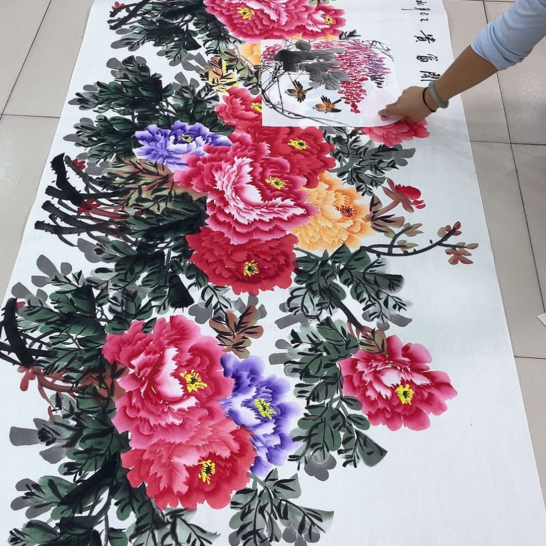 国画纯手绘的花鸟山水