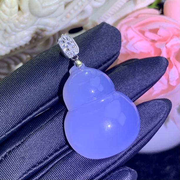 【葫芦】天然土耳其蓝紫玉髓超大厚妆葫芦吊坠s925银镶嵌简单大气