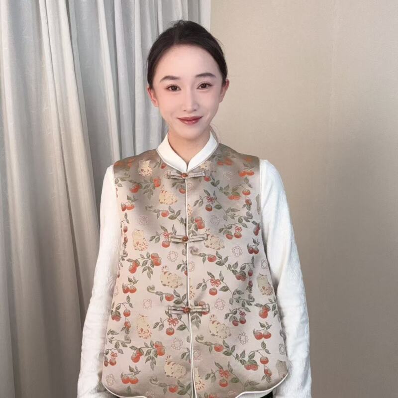 【柿柿如意猫】2024新款新中式国风织金宋锦柿柿如意猫马甲BLQ-15