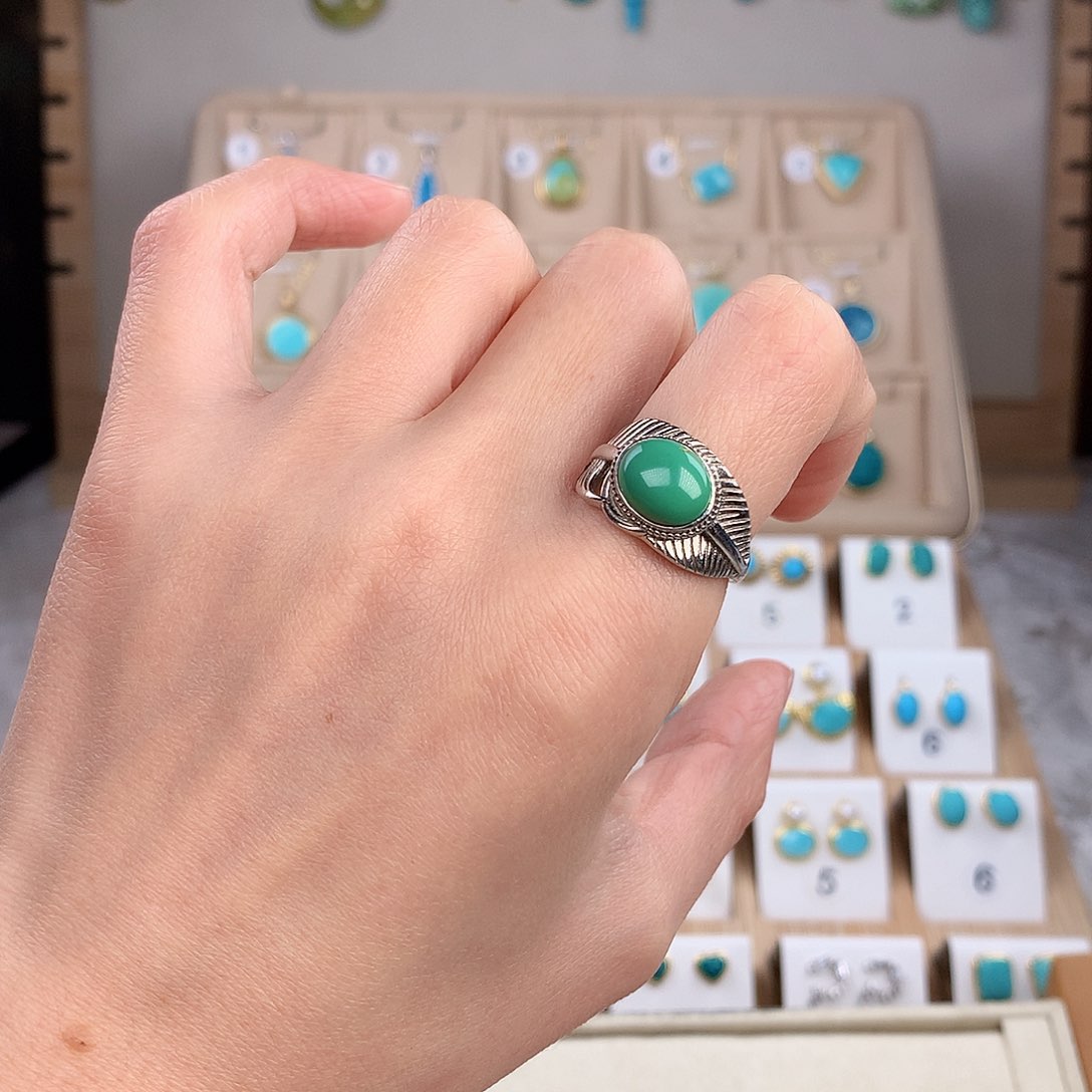 绿松石戒指银S925镶嵌