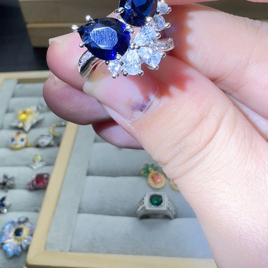 托帕石戒指银S925镶嵌