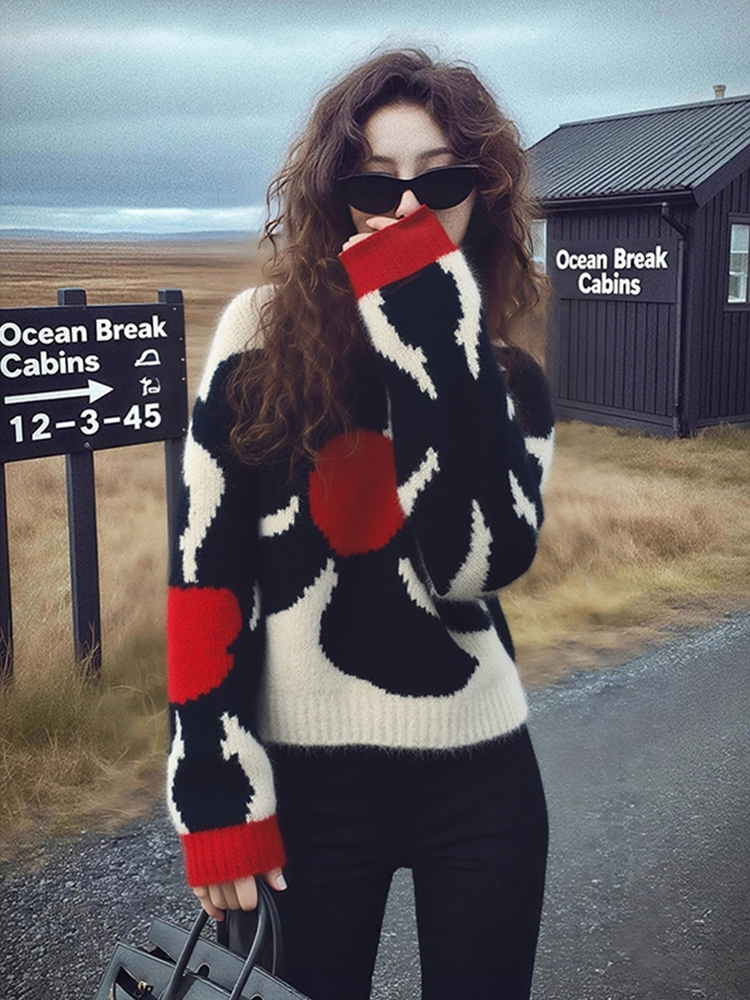 【现货】秋法式独特别致绝美设计感小众不撞款高级感超好看花朵毛衣