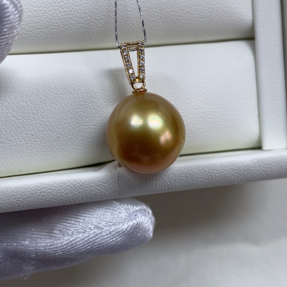 海水珍珠吊坠(不含链)18K金镶嵌14.0mm