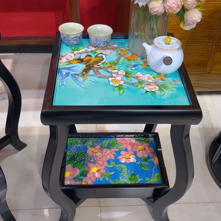 陶瓷瓷板画艺术作品双层折叠桌