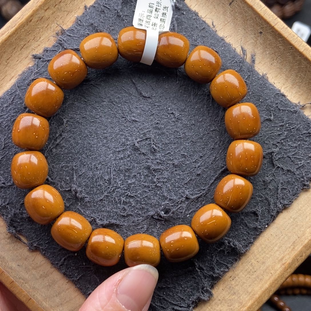 紫金鼠手串11.8mm近实心精品黄金甲桶珠