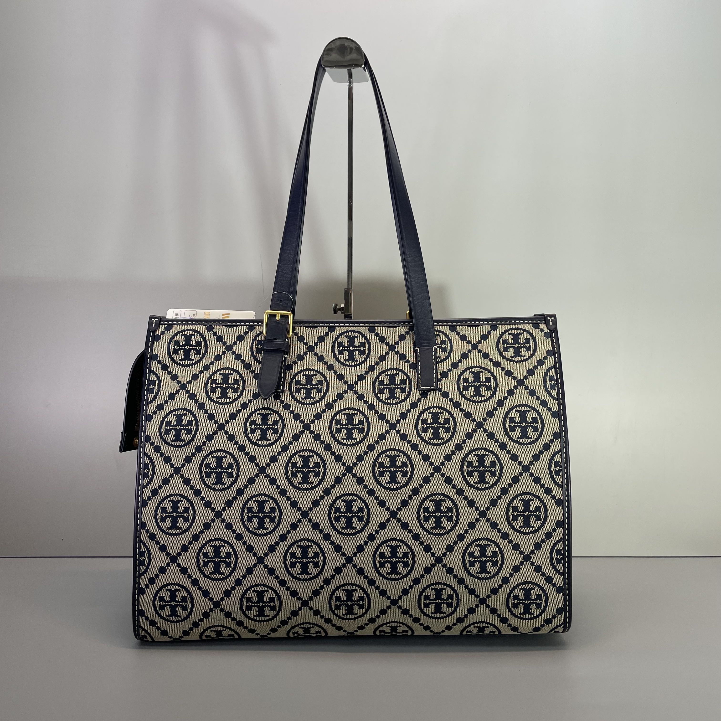 95新 TORY BURCH/汤丽柏琦 蓝色织物大号托特包40*32*15cmE081805