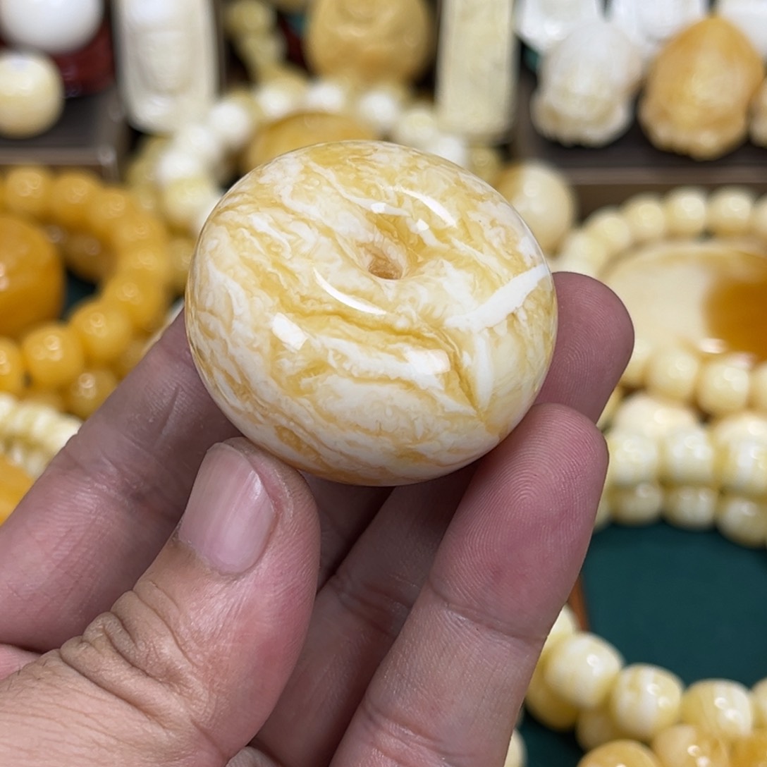 琥珀手链未镶嵌焦皮橘底虎皮面包圈