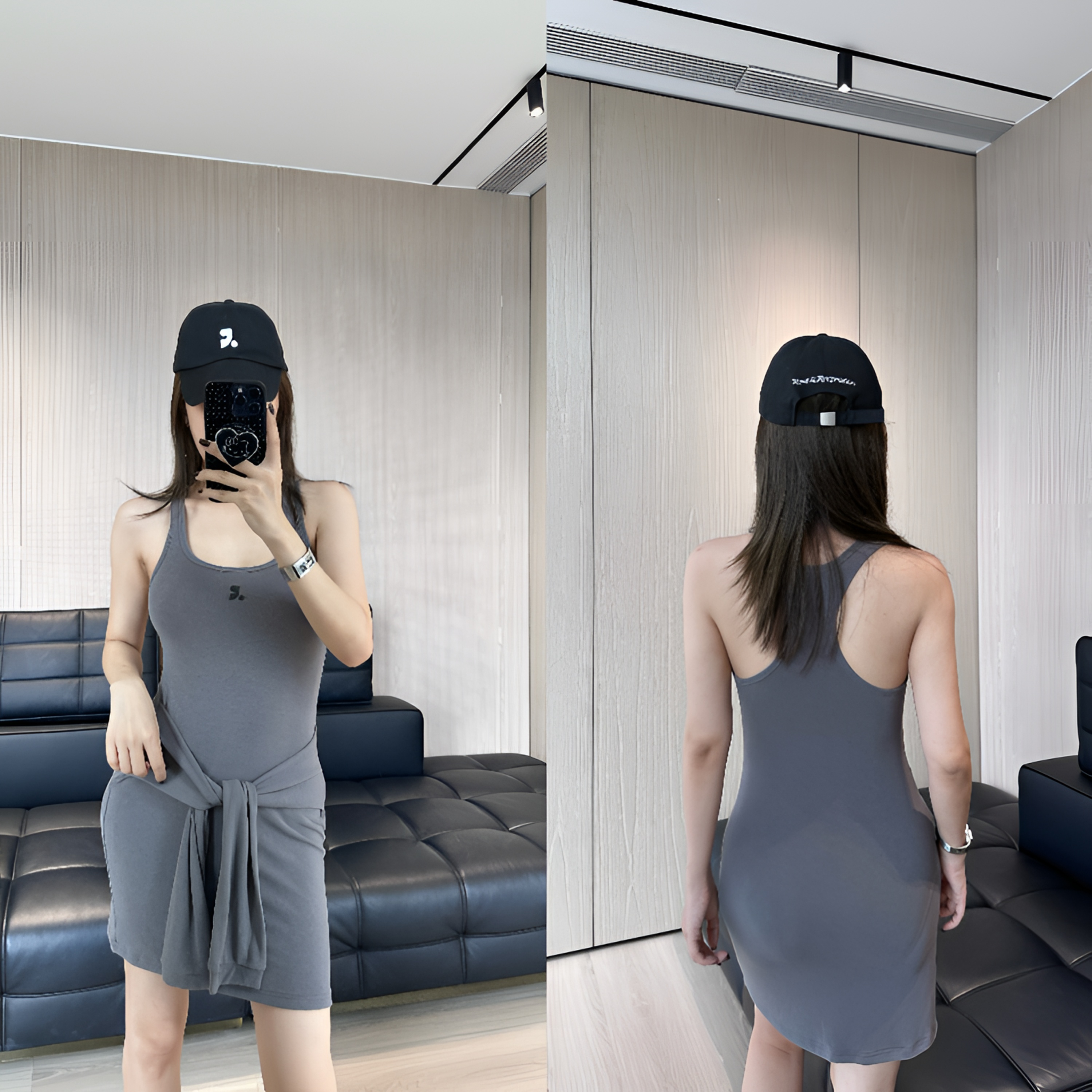 G未界灰色小众吊带连衣裙