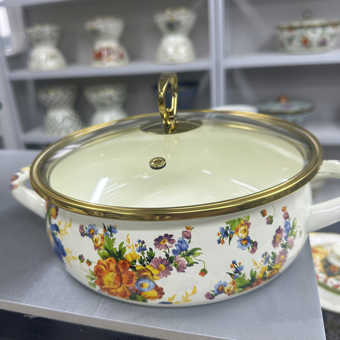 22公分珐琅搪瓷火锅 依兰花1个