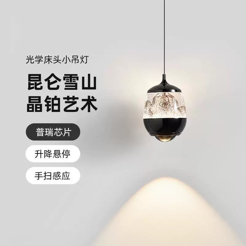 2025可升降感应高级感氛围主卧室床头柜现代简约吊线灯具