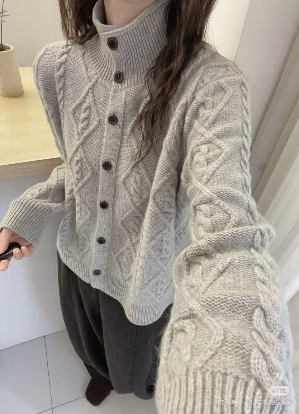 【鑫绒毛衣】常规针织开衫款厚款保暖毛针织衫慵懒风宽松Y666-A282