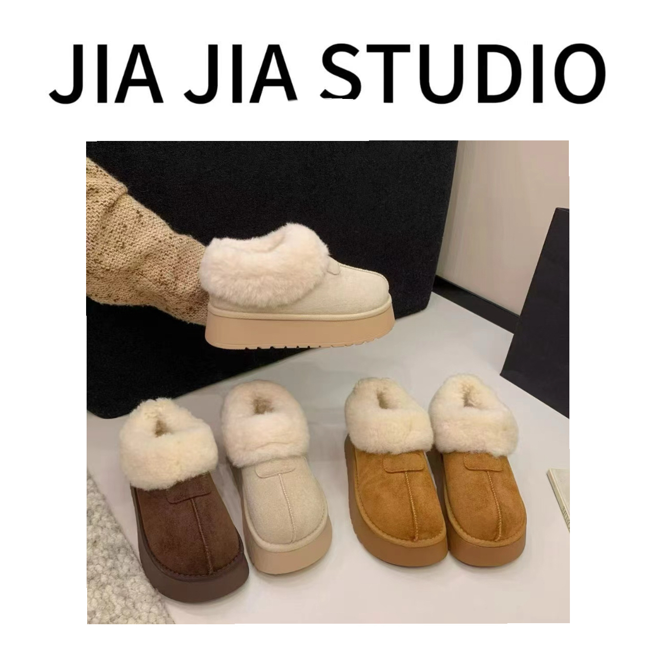 嘉嘉推荐#88812【冬季加绒加厚款】百搭加绒圆头雪地靴