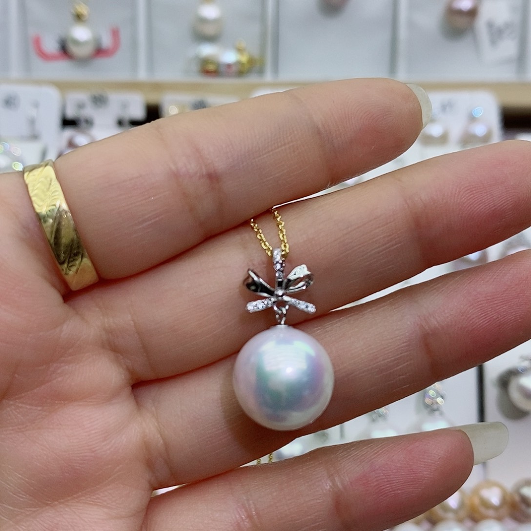 淡水珍珠银S925镶嵌吊坠(赠链)