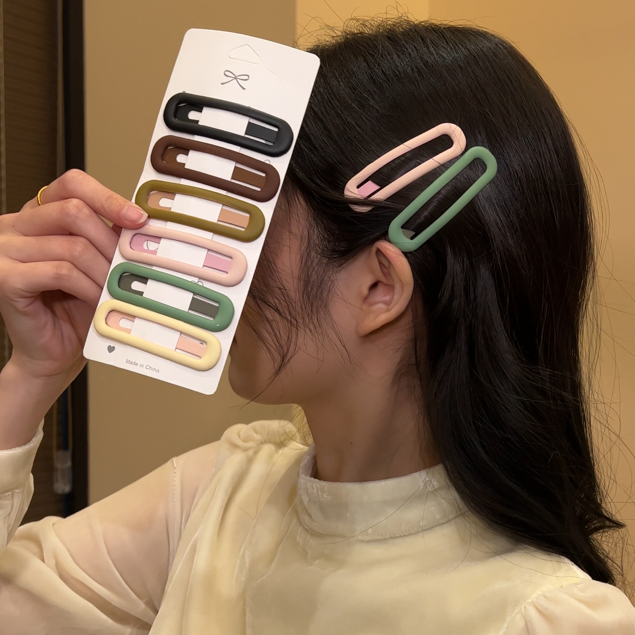 香妃恋人6个磨砂椭圆形发卡碎发BB夹刘海夹甜美发夹子简约网红ins商品图