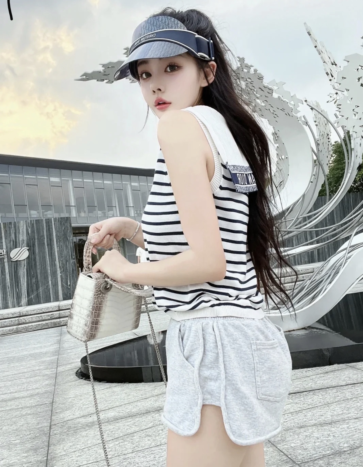 95新 DIOR/迪奥 yy0222  后背logo海军条纹背心 36码