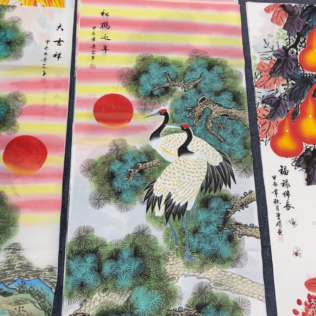 国画尺寸140✖️70四尺手绘工笔