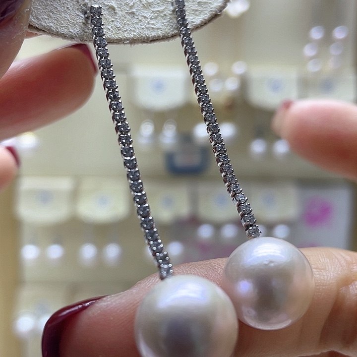 淡水珍珠耳饰银S925镶嵌