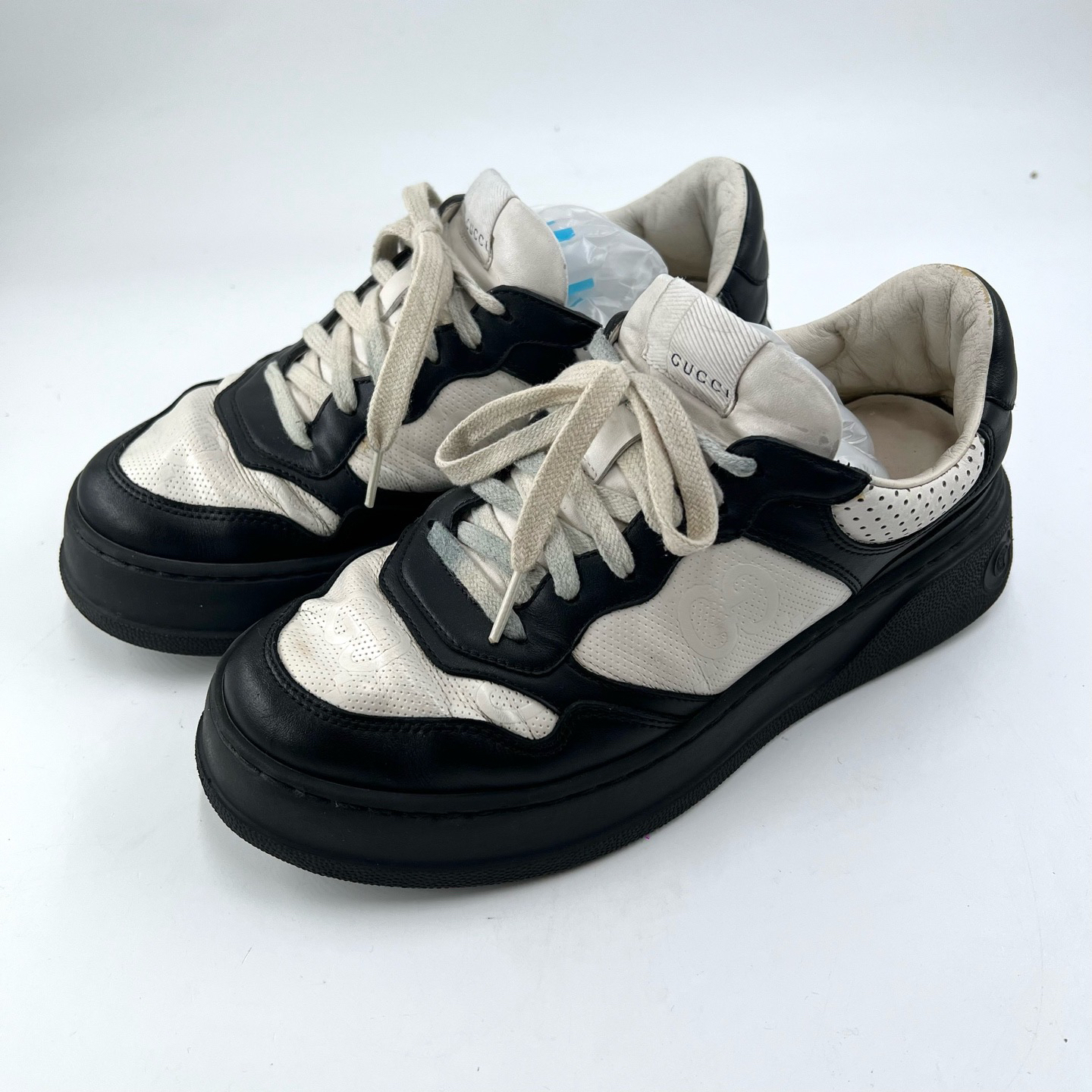 90新 GUCCI/古驰 39码/黑白熊猫满印厚底饼干鞋/如图/07896