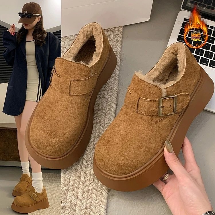 【奥莱撤柜有运费险】厚底勃肯鞋女新款秋冬爆款百搭豆豆乐福棉鞋女