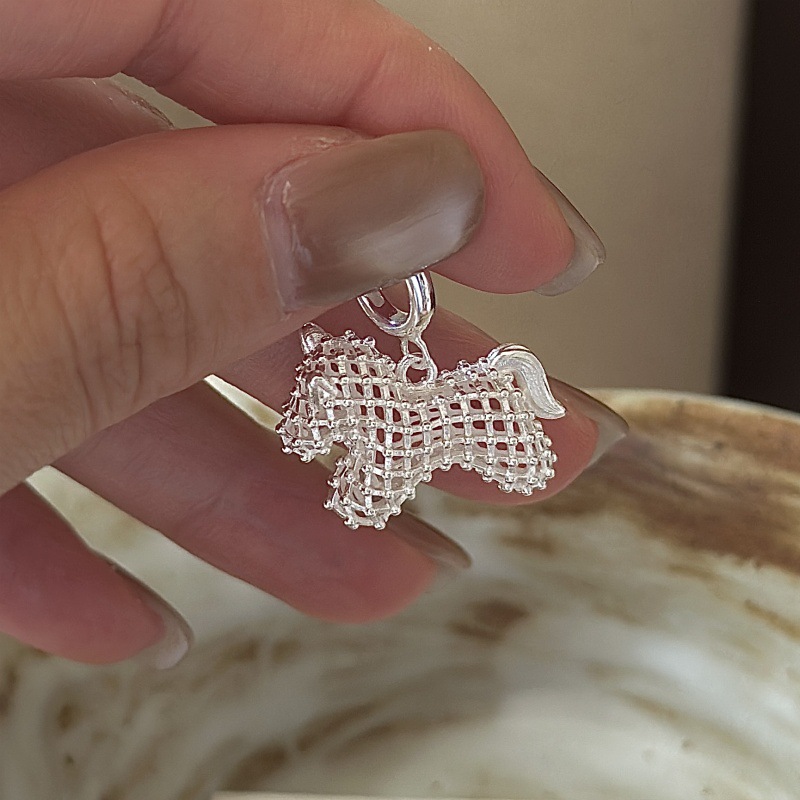 吊坠925银 韩版小众设计感复古镂空吊坠韩国风时髦质感款配饰