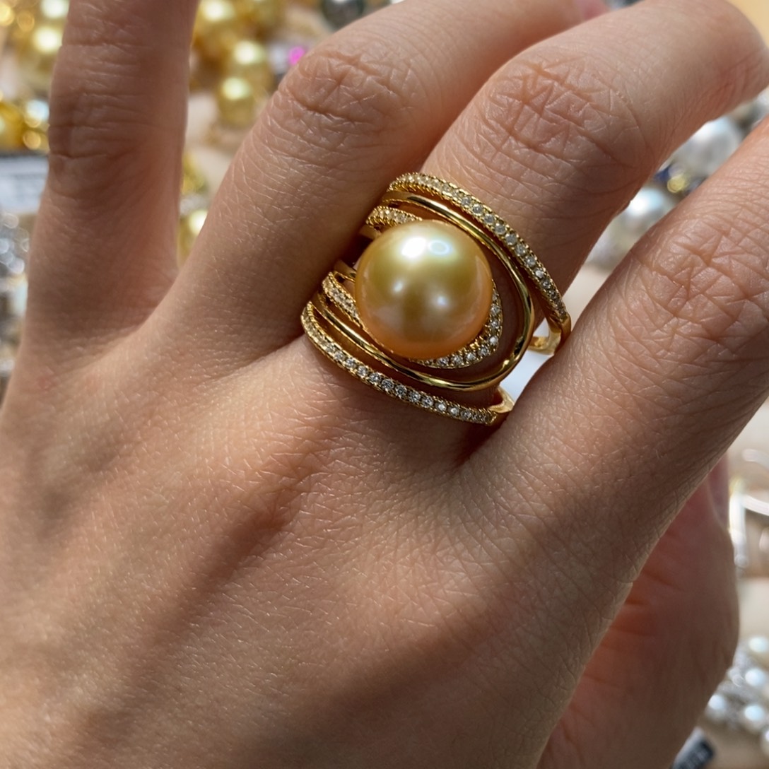 戒圈银S925镶嵌海水珍珠