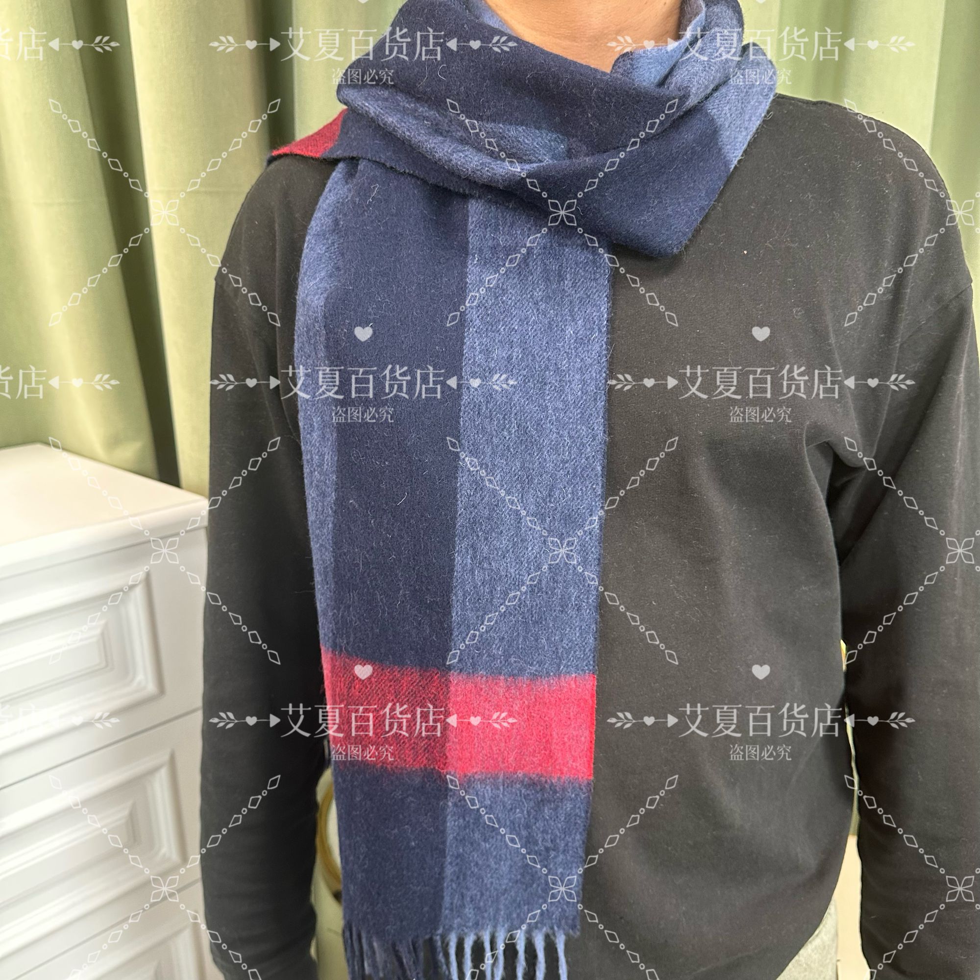 【男士纯羊绒】男士纯羊毛围巾宽30*180+礼袋