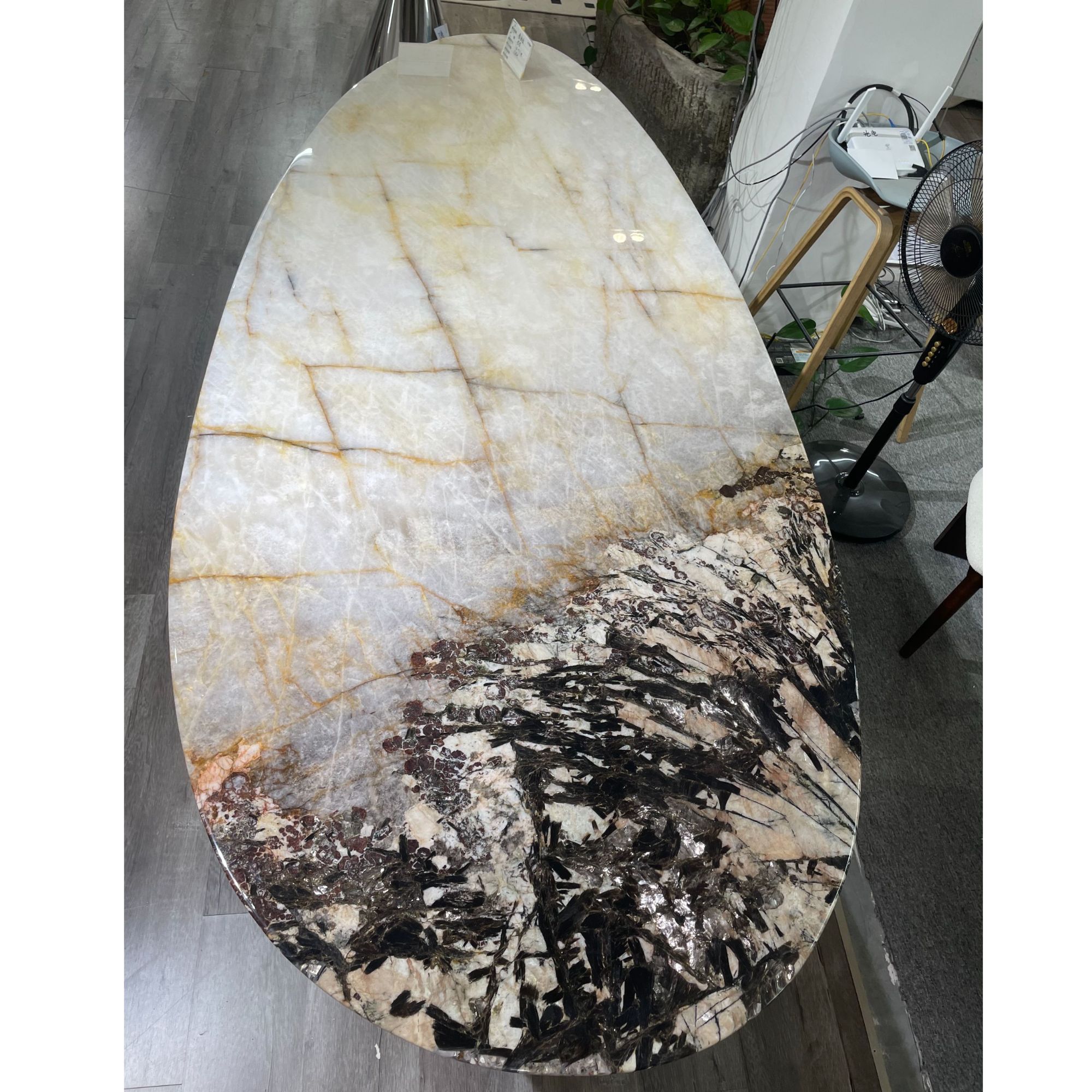 天然奢石餐桌黑钻潘多拉2.4米水滴形现货