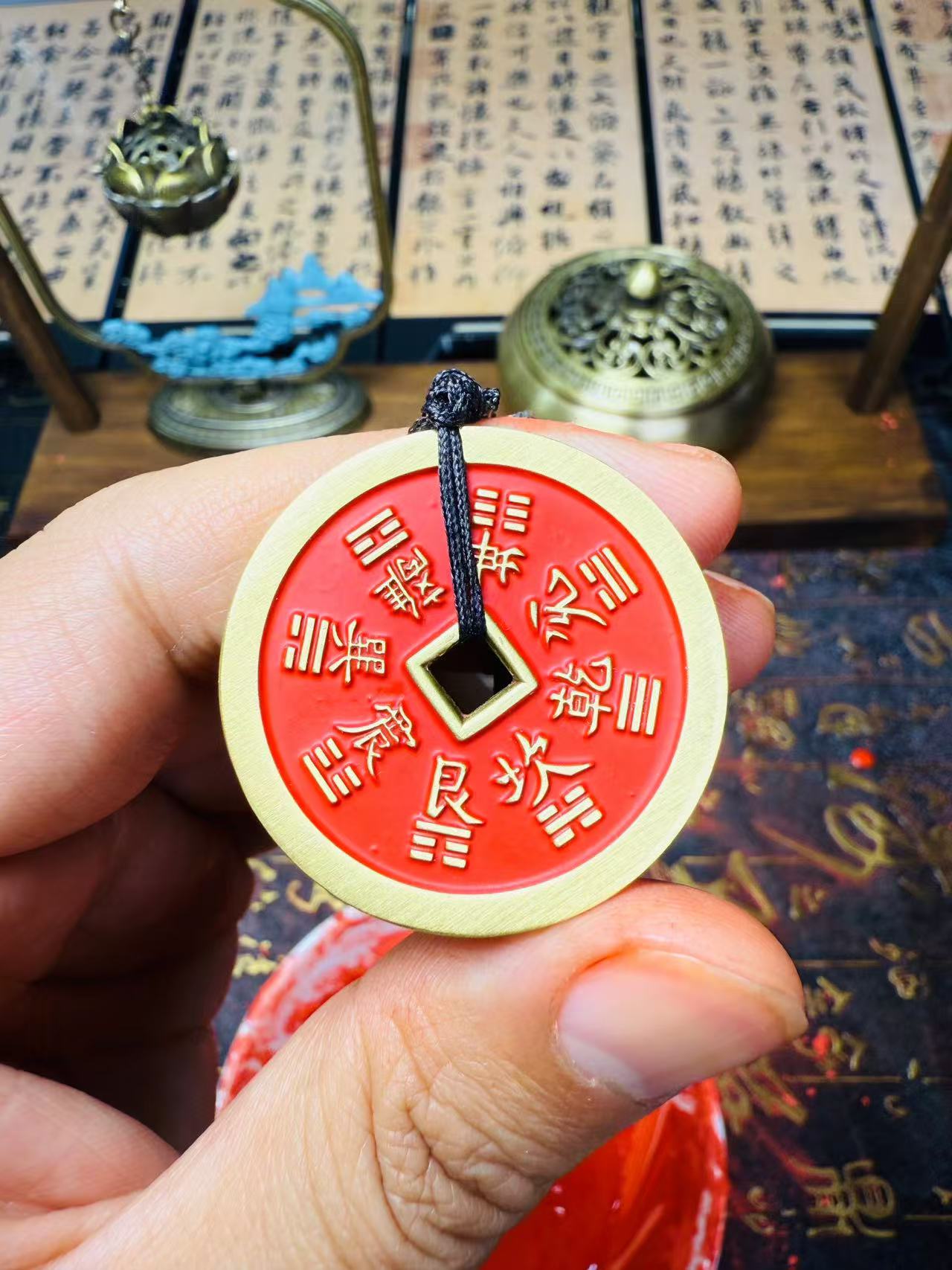 经典正宗山贵花钱家居正品纯黄铜中式钥匙扣/手链/摆件/吊坠/手工