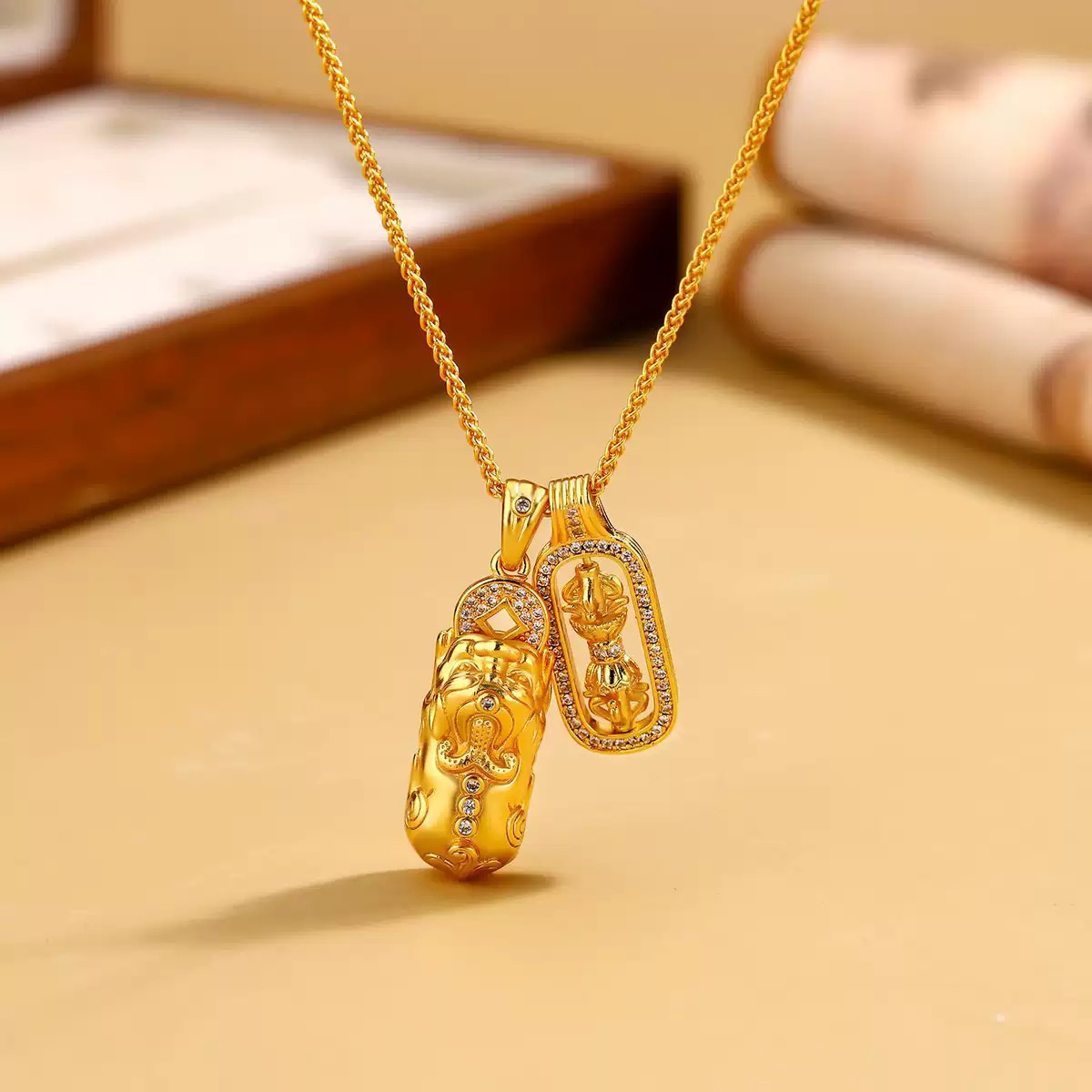 铜合金吊坠 貔貅金刚杵吊坠项链饰品新中式古法设计高级感项链