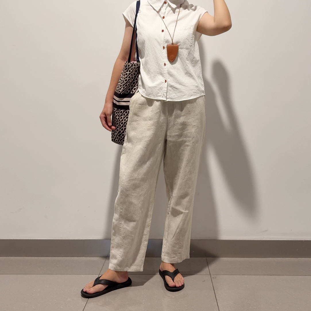 XF火火【比利时进口亚麻】休闲裤九分裤女显高显瘦显腿长高级感