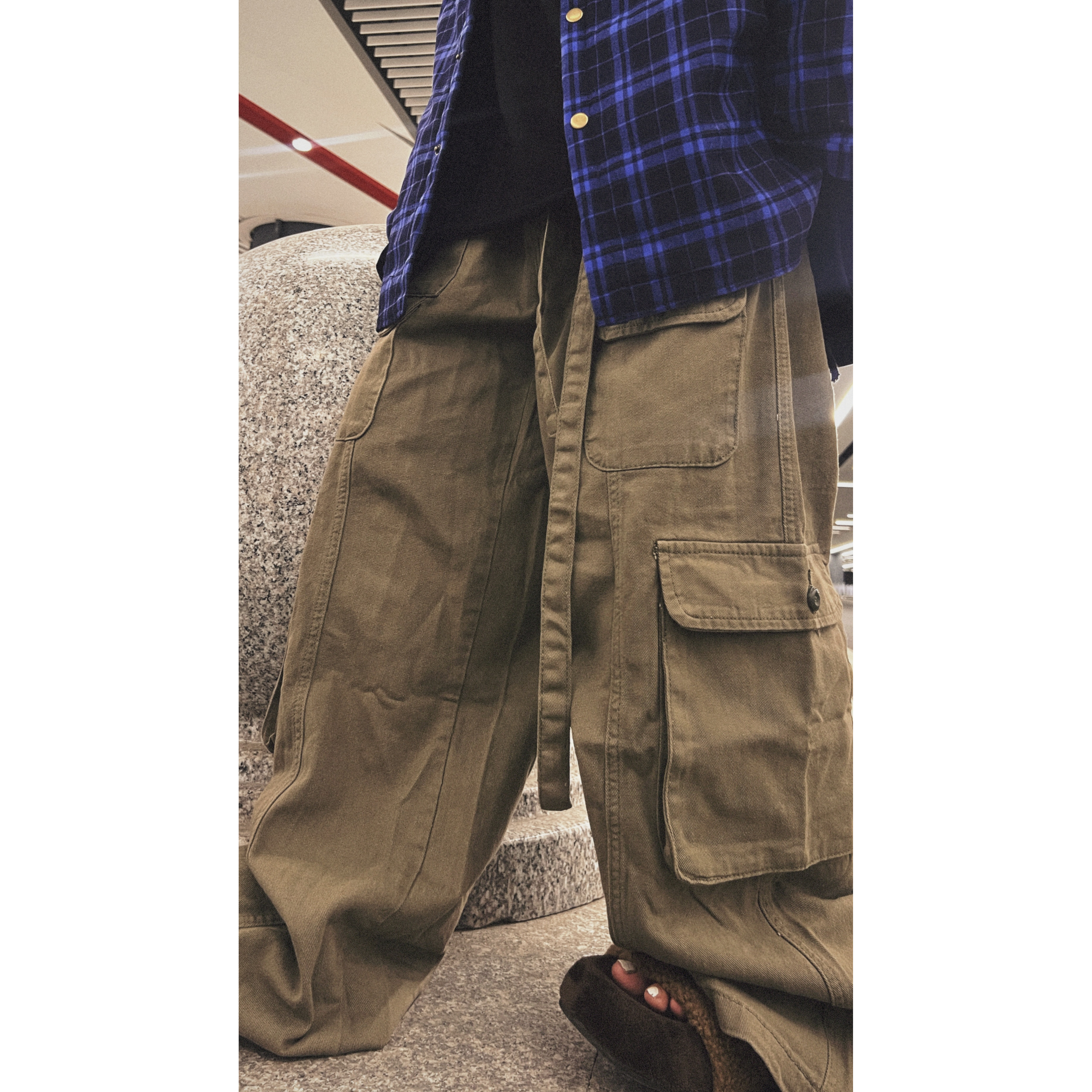 衣森原创宽松大版重工水洗工装裤