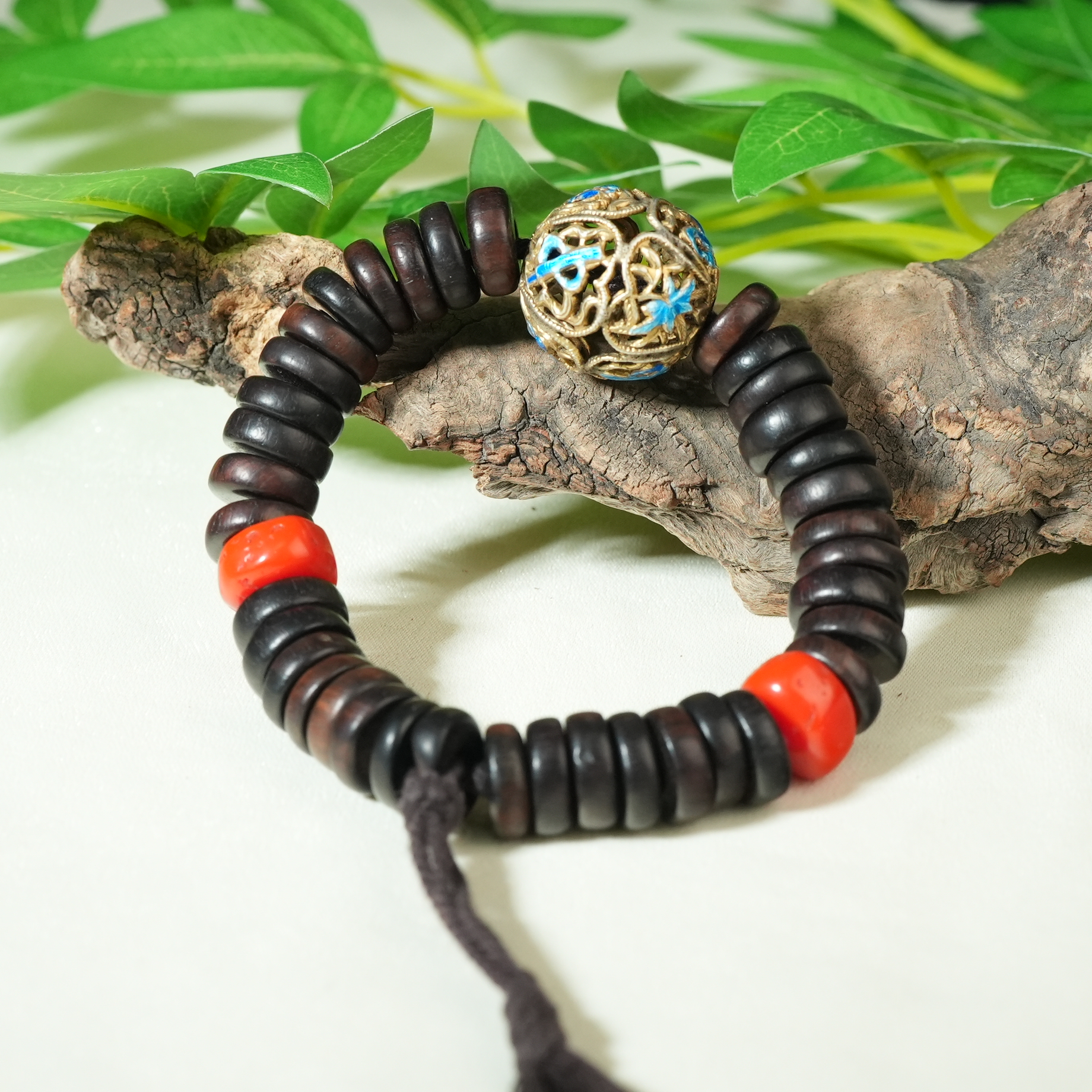 民国紫檀银烤蓝珠串【华豫之门】AAGTY241213022