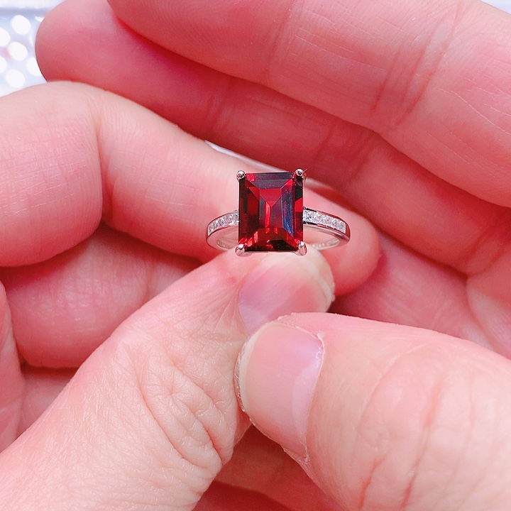 石榴石戒指银S925镶嵌