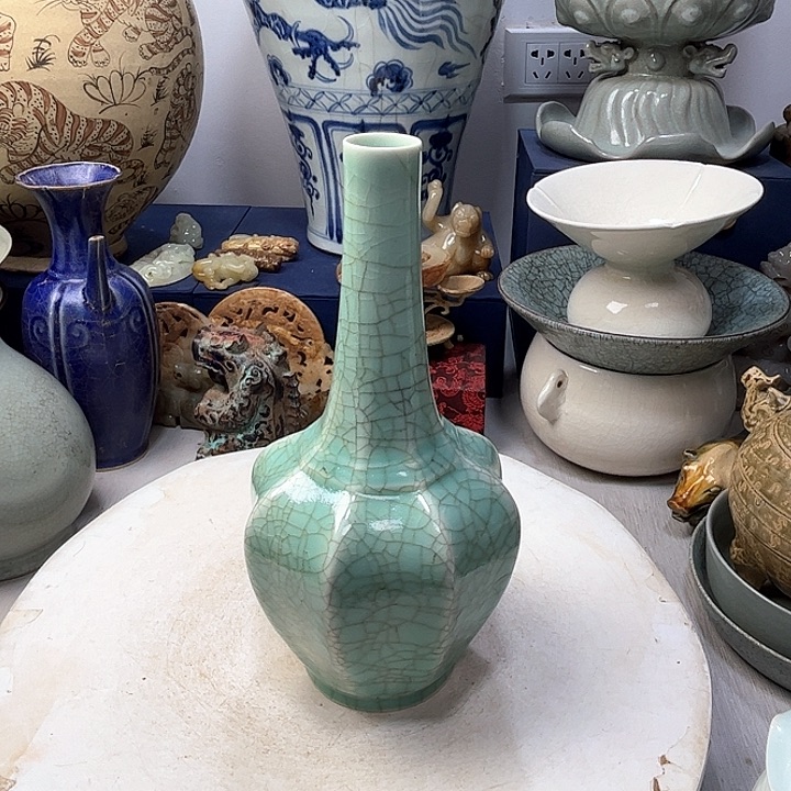 摆件野*?汝窑纸椎瓶摆件1