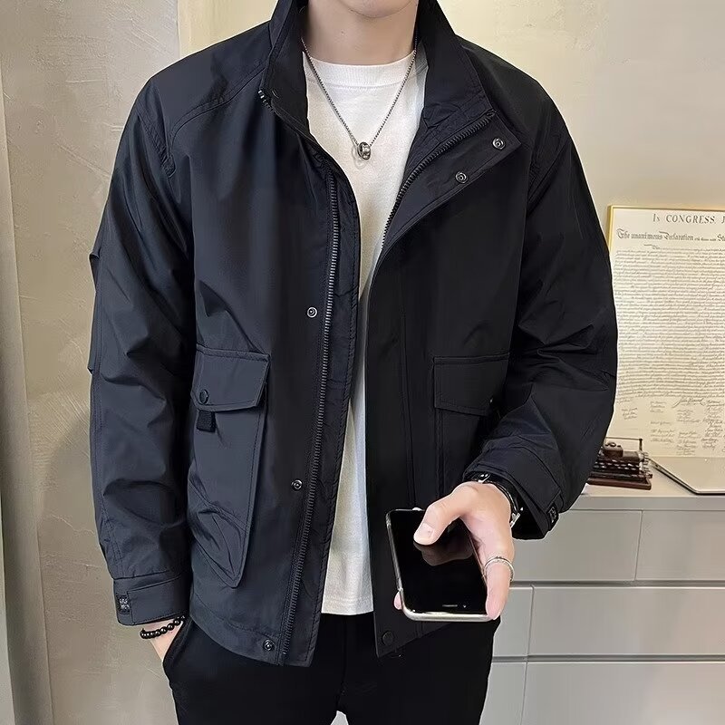 痞帅牛津双层厚款外套男春秋款潮流时尚帅气上衣高端工装