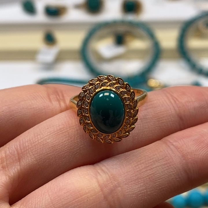 绿松石珠宝奇石18K金镶嵌AA203