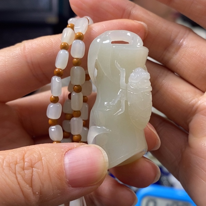 和田玉挂件未镶嵌尘***叶