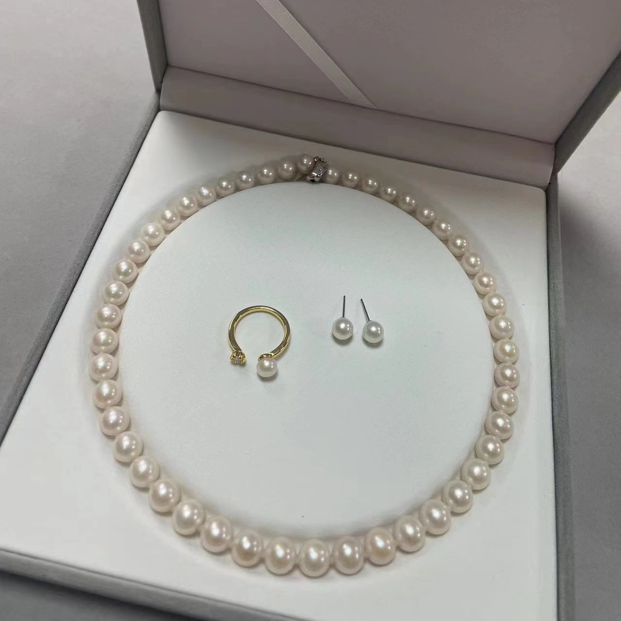 天然淡水无核珍珠大点位项链强光满串微瑕近圆经典简约