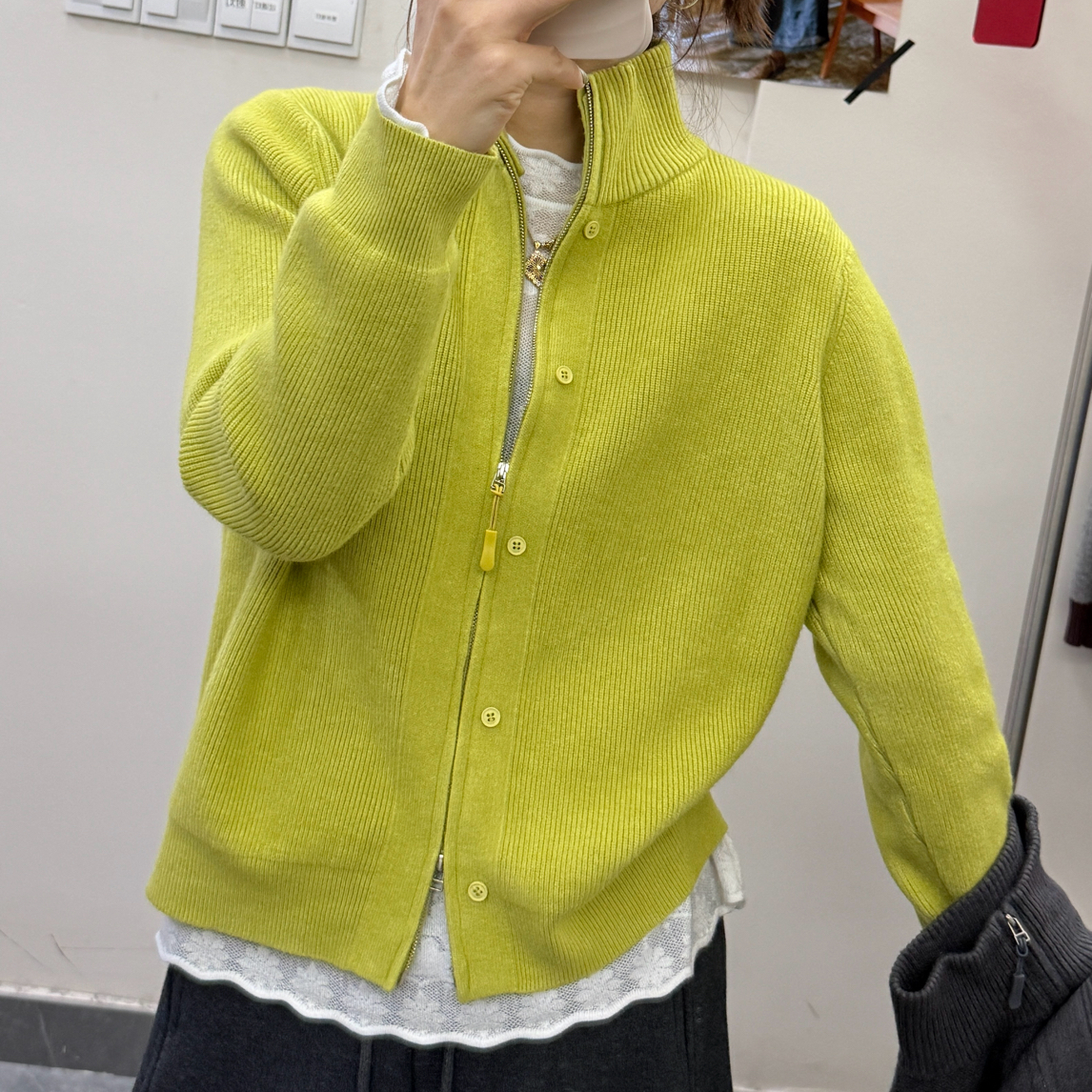 【Hi 妞】立领针织开衫