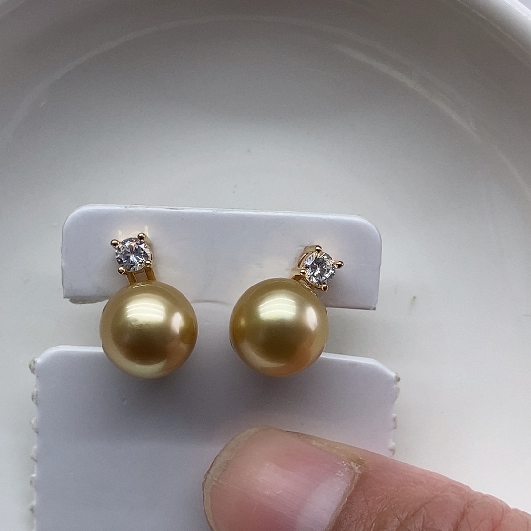 银S925镶嵌耳饰海水珍珠