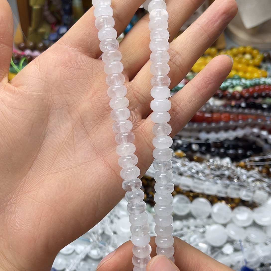 玛瑙/玉髓未镶嵌珠宝半成品卡10白水算盘珠一条