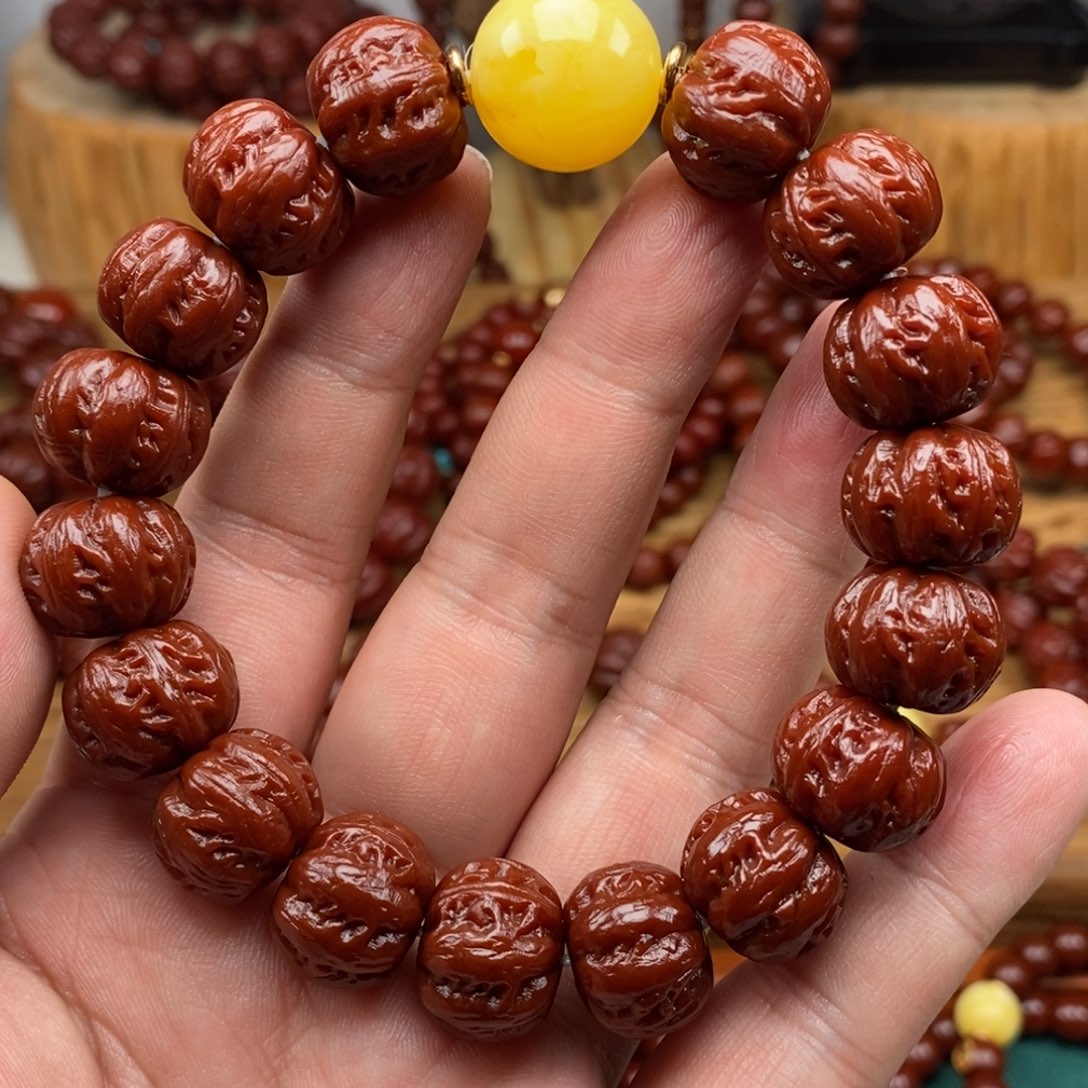 猴头核桃吊坠章*龙纹京八16带蜡