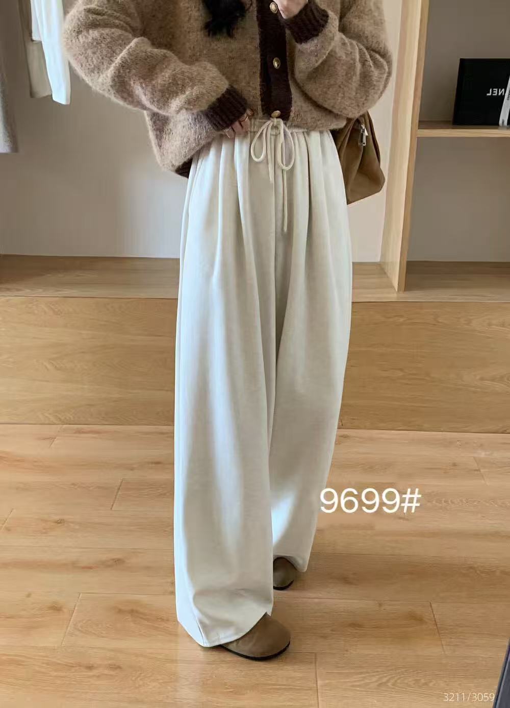 秋季宽松休闲垂感口袋休闲裤9699显瘦高腰春夏秋阔腿裤