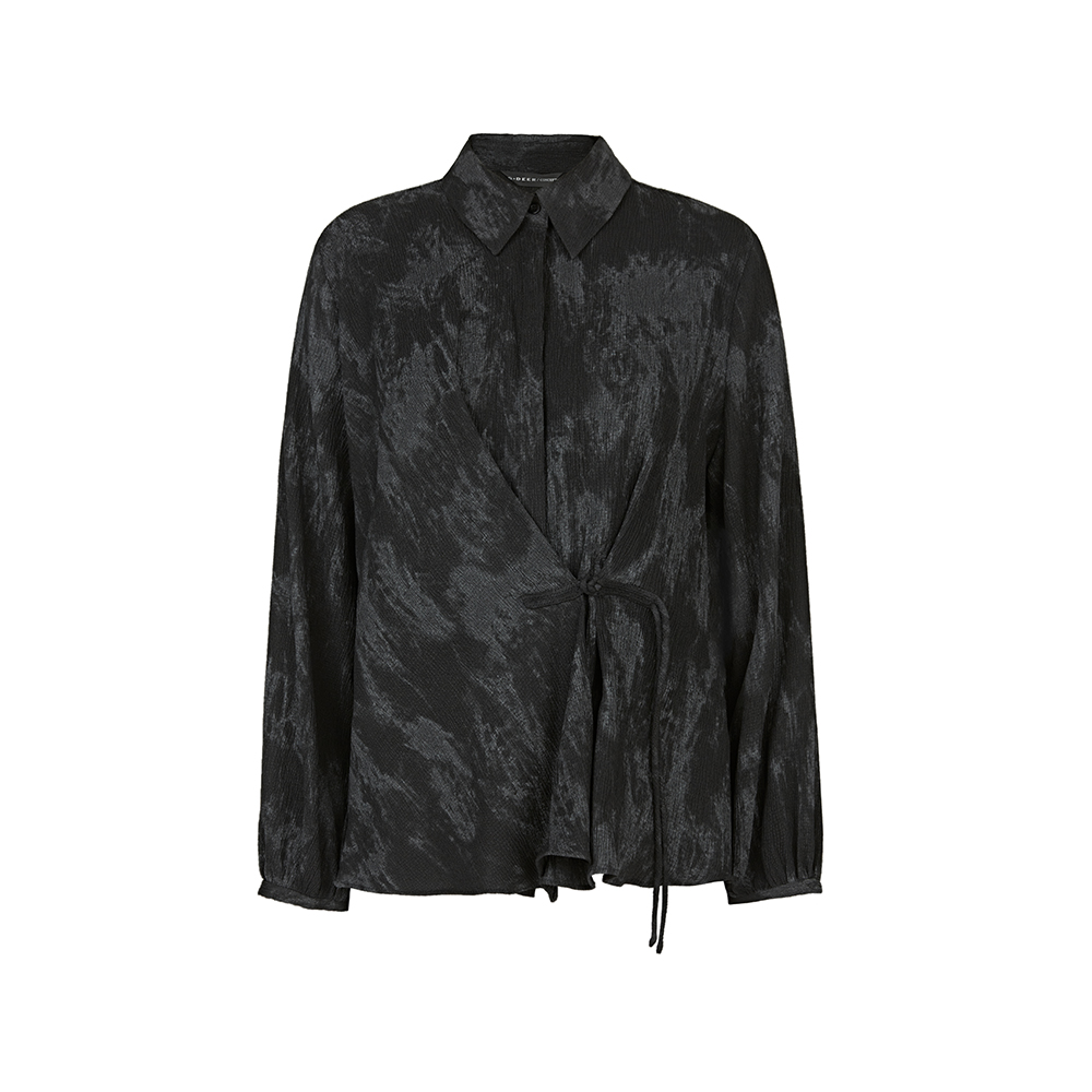 圣迪奥春季休闲百搭简约翻领复古国风长袖衬衫S241Z0521