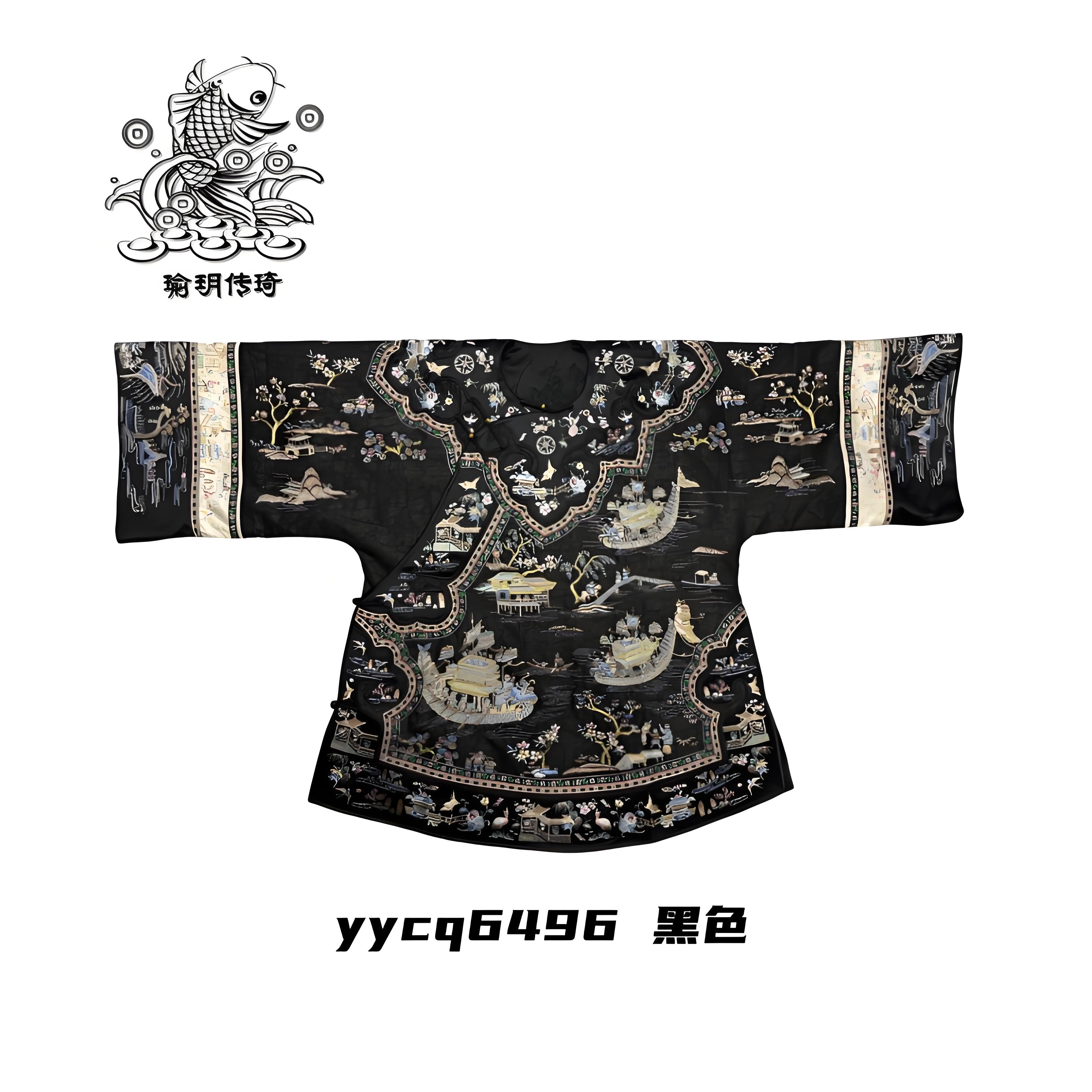 瑜玥传琦原创新款斜襟花纹七分袖刺绣赛龙舟常规上衣薄款