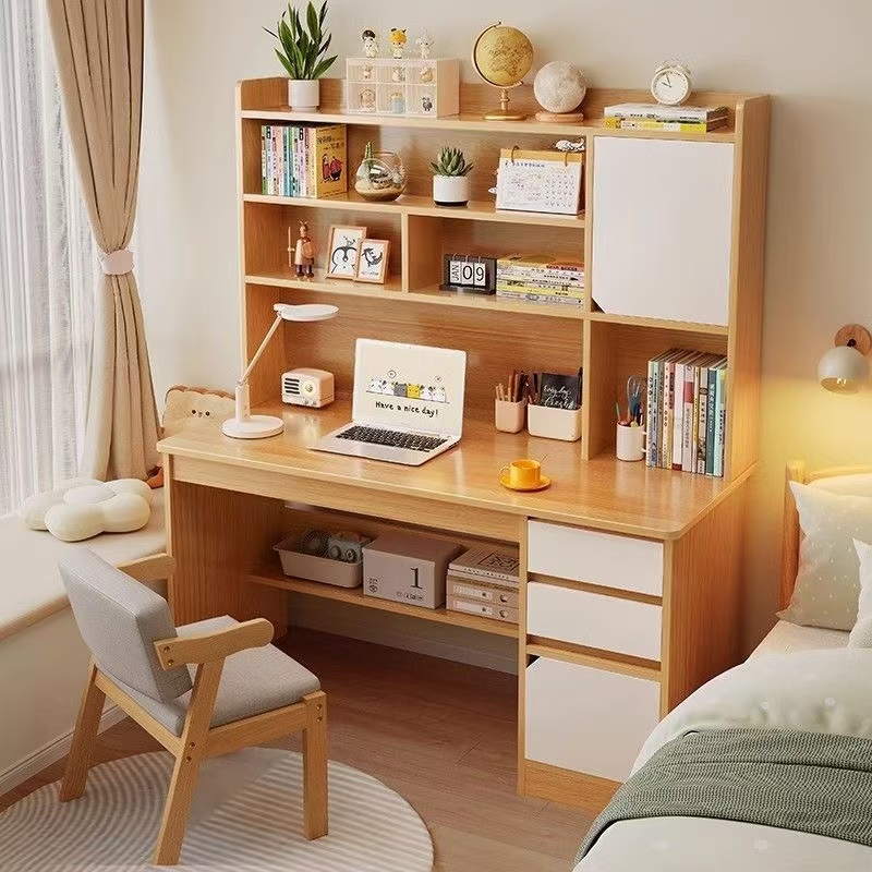 电脑桌台式书桌书架一体套装简约现代卧室写字桌学生家用学习桌子