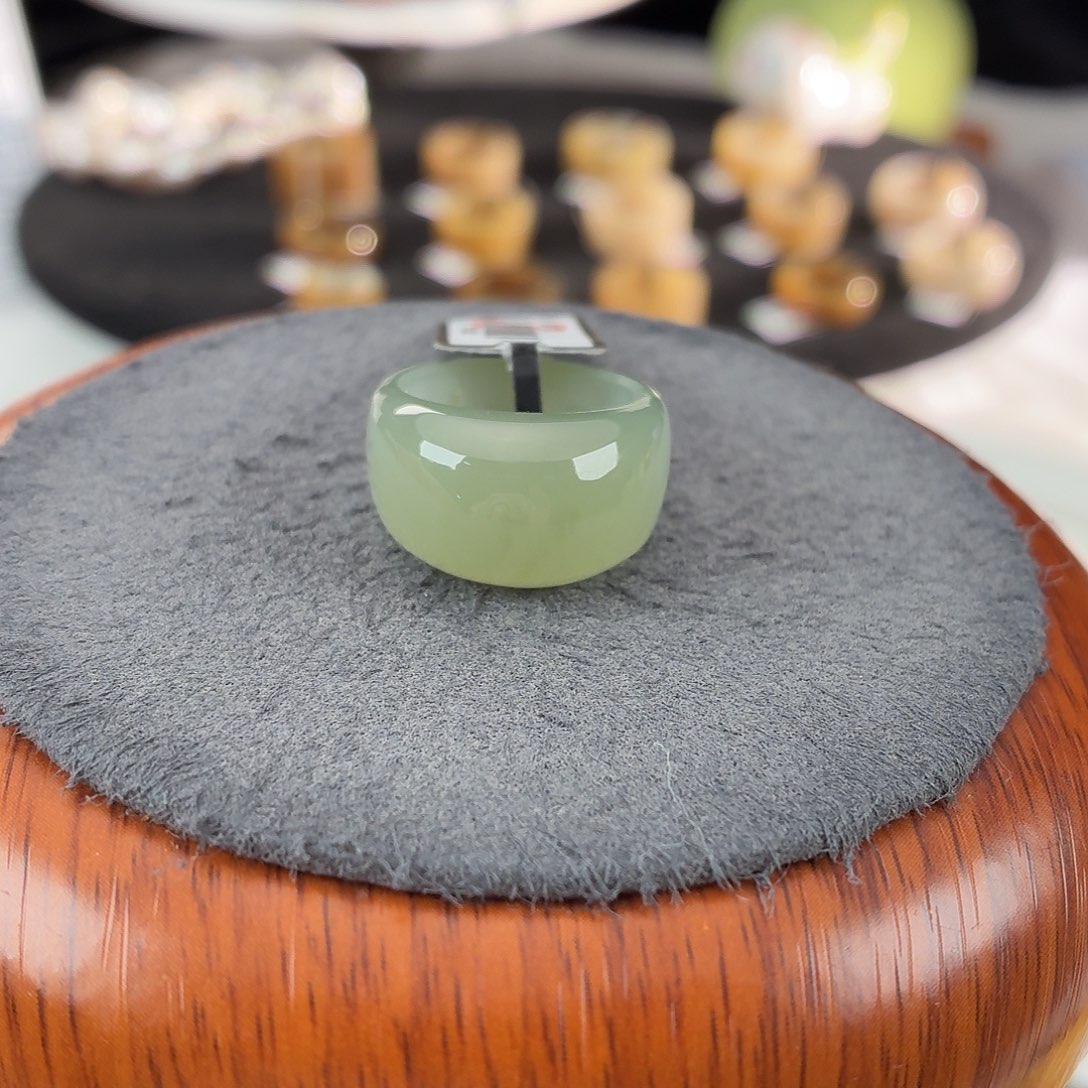 和田玉未镶嵌戒指b118晴水馒头16.2